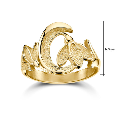 Snowdrop 2-flower Ring in 9ct Yellow Gold
