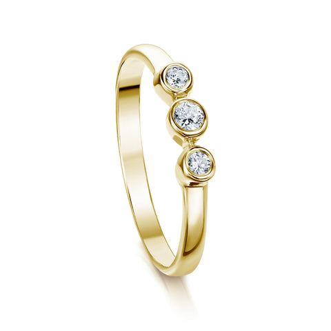 Trilogy Diamond Ring in 9ct Yellow Gold by Sheila Fleet Jewellery