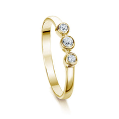 Trilogy Diamond Ring in 9ct Yellow Gold by Sheila Fleet Jewellery
