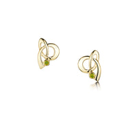 Tidal Peridot Stud Earrings in 9ct Yellow Gold