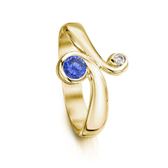 9ct Yellow Gold Swirl Ring with Tanzanite by Sheila Fleet Jewellery
