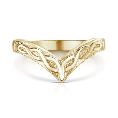 Wishbone Celtic Ring in 9ct Yellow Gold by Sheila Fleet Jewellery