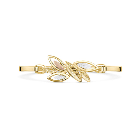 Seasons Gold Leaves Bangle in 9ct Yellow, White & Rose Gold by Sheila Fleet Jewellery