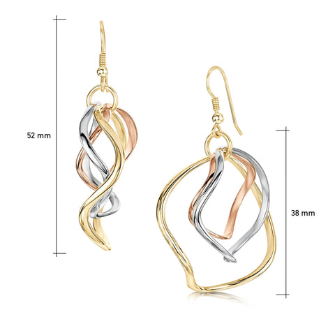 Tidal 3-part Hoop Earrings in 9ct Yellow, White & Rose Gold by Sheila Fleet Jewellery