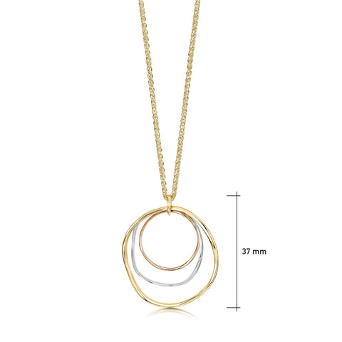 Tidal 3-part Pendant in 9ct Yellow, White & Rose Gold by Sheila Fleet Jewellery