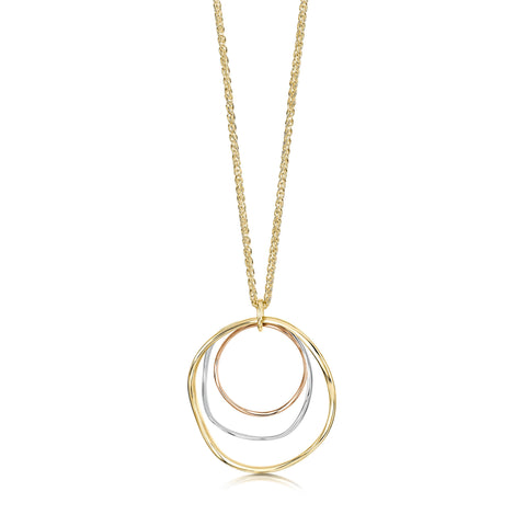 Tidal 3-part Pendant in 9ct Yellow, White & Rose Gold by Sheila Fleet Jewellery