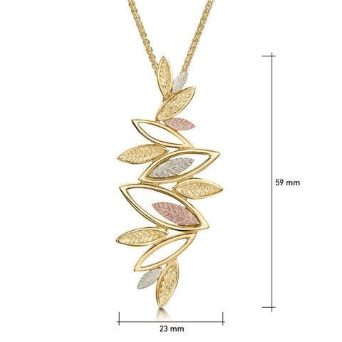 Seasons Dress Pendant Necklace in 9ct Yellow, White & Rose Gold by Sheila Fleet Jewellery