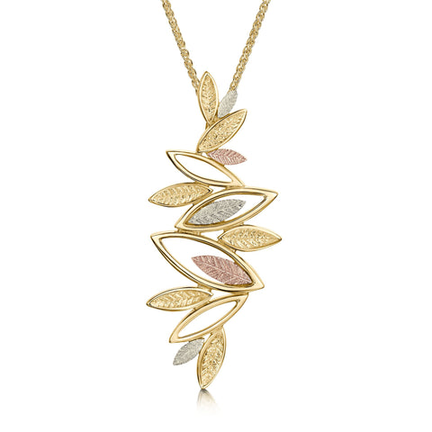 Seasons Dress Pendant Necklace in 9ct Yellow, White & Rose Gold by Sheila Fleet Jewellery