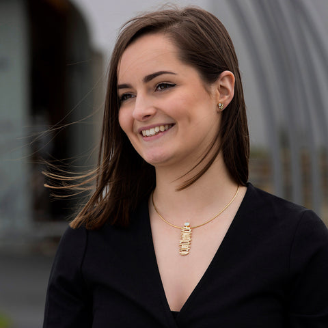 Moonlight Occasion Necklace in 9ct Yellow Gold with Opal & Diamond by Sheila Fleet Jewellery