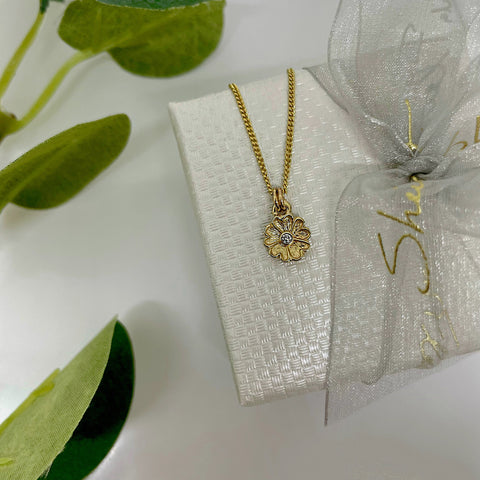 Primula Scotica Petite Diamond Pendant in 9ct Yellow Gold by Sheila Fleet Jewellery