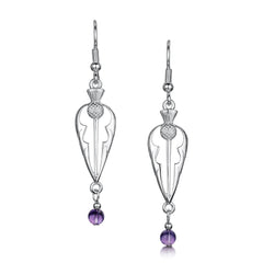 Thistle Silver Dress Drop Earrings with Amethyst by Sheila Fleet Jewellery