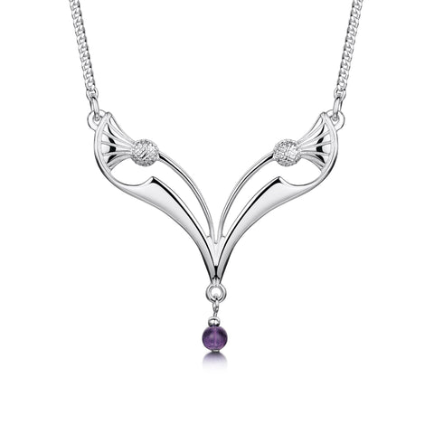 Thistle Necklace in Sterling Silver with Amethyst by Sheila Fleet Jewellery
