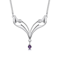 Thistle Necklace in Sterling Silver with Amethyst by Sheila Fleet Jewellery