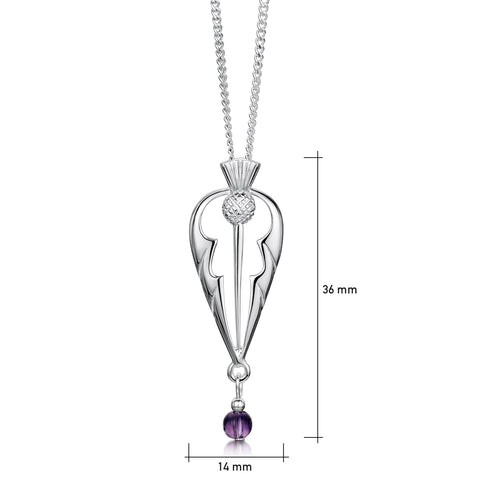 Thistle Pendant Necklace in Sterling Silver with Amethyst by Sheila Fleet Jewellery