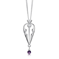 Thistle Pendant Necklace in Sterling Silver with Amethyst by Sheila Fleet Jewellery