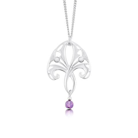 Thistle Pendant Necklace with Amethyst by Sheila Fleet Jewellery