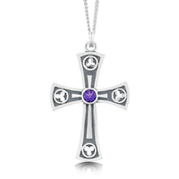 Celtic Trinity Cross Pendant with Amethyst