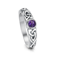 Celtic Knotwork Amethyst Ring in Sterling Silver by Sheila Fleet Jewellery