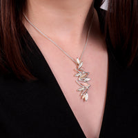 Seasons Dress Pendant Necklace in 9ct White, Yellow & Rose Gold by Sheila Fleet Jewellery
