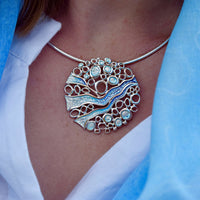 Arctic Stream Necklace in Arctic Blue Enamel by Sheila Fleet Jewellery