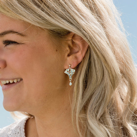 Arctic Stream Drop Earrings in Arctic Blue Enamel by Sheila Fleet Jewellery