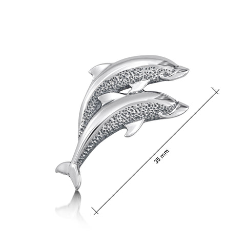 Dolphin Duo Brooch in Sterling Silver