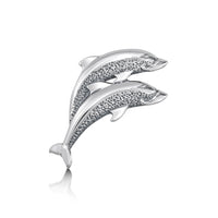 Dolphin Duo Brooch in Sterling Silver