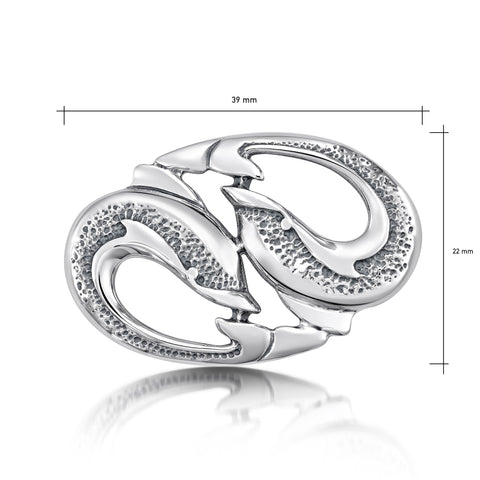 Dolphin Curves Brooch in Sterling Silver