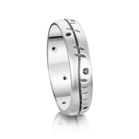 Ogham Black Diamond Medium Ring in Sterling Silver by Sheila Fleet Jewellery