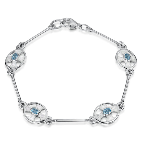 Cross of the Kirk 4-link Blue Topaz Bracelet in Crystal Enamel by Sheila Fleet Jewellery
