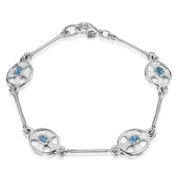 Cross of the Kirk 4-link Blue Topaz Bracelet in Crystal Enamel by Sheila Fleet Jewellery