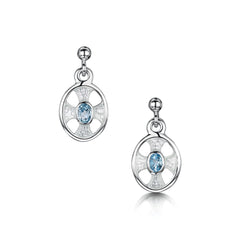 Cross of the Kirk Small Blue Topaz Drop Earrings in Crystal Enamel by Sheila Fleet Jewellery