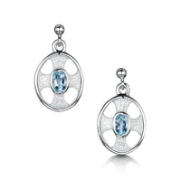 Cross of the Kirk Blue Topaz Drop Earrings in Crystal Enamel by Sheila Fleet Jewellery