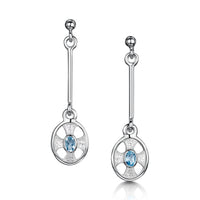 Cross of the Kirk Blue Topaz Dress Drop Earrings in Crystal Enamel by Sheila Fleet Jewellery