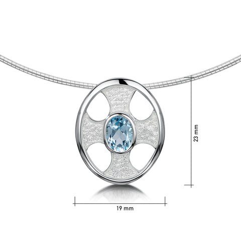 Cross of the Kirk Blue Topaz Necklace in Crystal Enamel by Sheila Fleet Jewellery