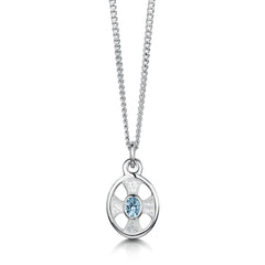 Cross of the Kirk Small Blue Topaz Pendant in Crystal Enamel by Sheila Fleet Jewellery