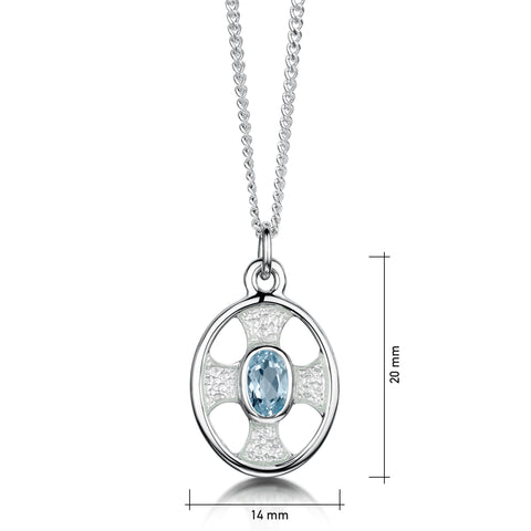 Cross of the Kirk Silver Blue Topaz Pendant in Crystal Enamel by Sheila Fleet Jewellery