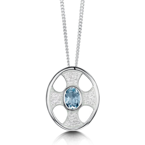 Cross of the Kirk Blue Topaz Dress Pendant in Crystal Enamel by Sheila Fleet Jewellery