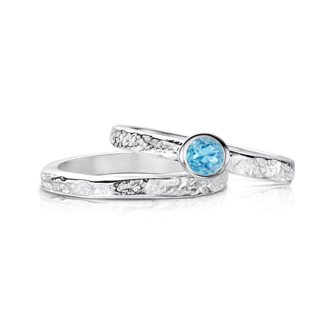 Matrix Blue Topaz Ring Set in Sterling Silver