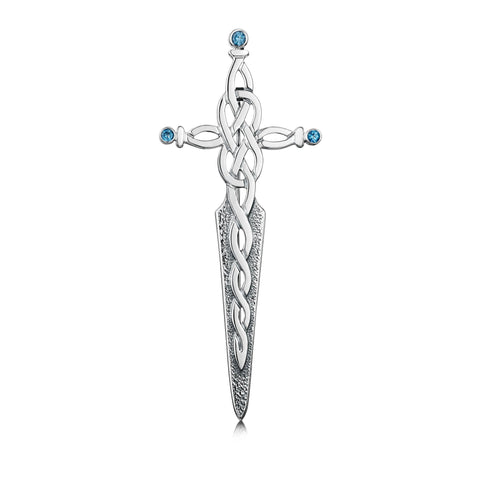 The Lover’s Knot Kilt Pin with Blue Topaz by Sheila Fleet Jewellery