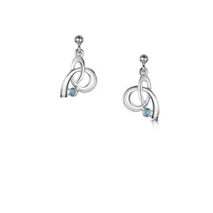 Tidal Small Silver Drop Earrings with Blue Topaz by Sheila Fleet Jewellery