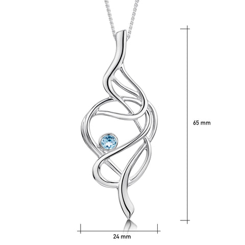 Tidal Blue Topaz Occasion Pendant in Sterling Silver