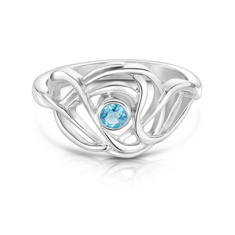 Tidal Ring in Sterling Silver with a Blue Topaz by Sheila Fleet Jewellery