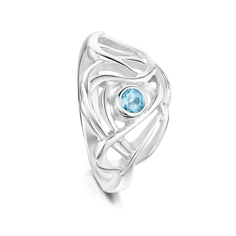 Tidal Ring in Sterling Silver with a Blue Topaz by Sheila Fleet Jewellery