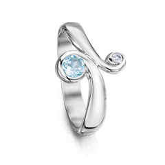 Silver Swirl Ring with Blue Topaz by Sheila Fleet Jewellery