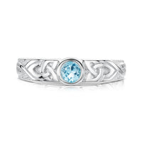 Celtic Knotwork Blue Topaz Ring in Sterling Silver by Sheila Fleet Jewellery