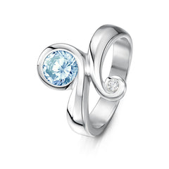 Silver Swirl Ring with Large Blue Topaz by Sheila Fleet Jewellery