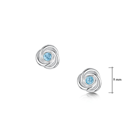 Reef Knot Blue Topaz Stud Earrings in Sterling Silver by Sheila Fleet Jewellery