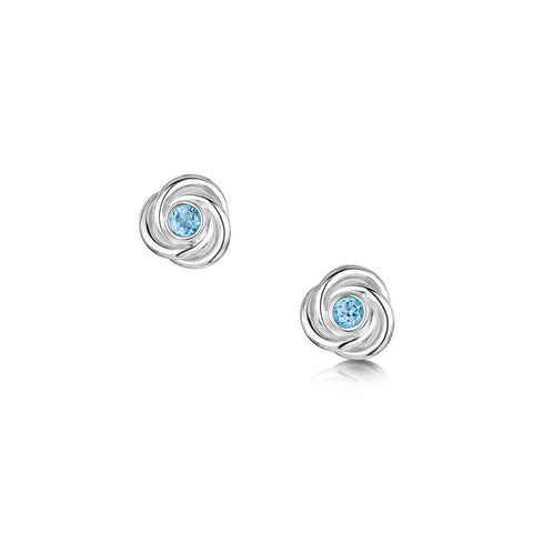 Reef Knot Blue Topaz Stud Earrings in Sterling Silver by Sheila Fleet Jewellery