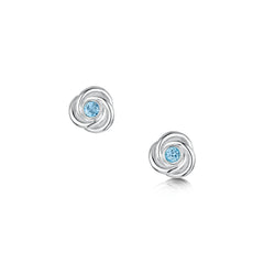 Reef Knot Blue Topaz Stud Earrings in Sterling Silver by Sheila Fleet Jewellery